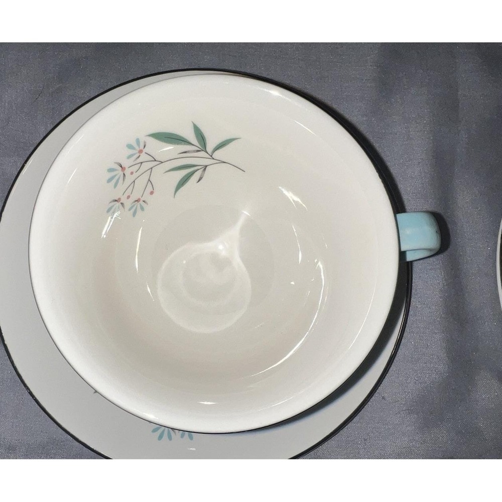 12 Pc Taylor Smith Taylor Petal Lane Cups And Saucers Vintage Floral Dishes MCM - Picture 3 of 11